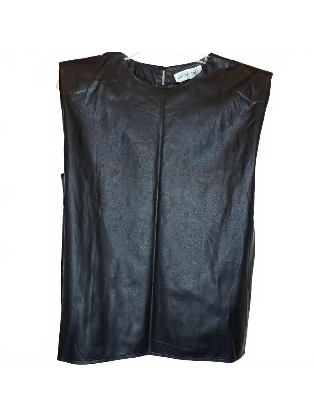 The Pants Store Sleeveless Faux Leather Black Blouse Size L NWT Bikercore Goth